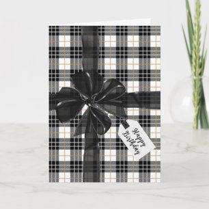 Black Birthday Bow auf Tartan Kariert Karte