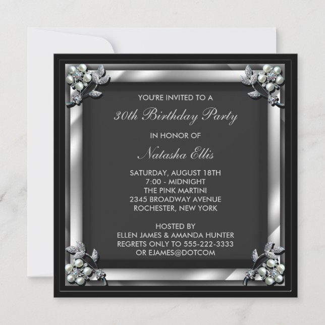Black Birthday Event Party Invitation Modèle (Devant)