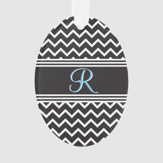 Black | Blanc Chevron gothique Zigzag Monogramme (devant)