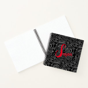 Black blanc moderne Abstrait Lines Red Journal