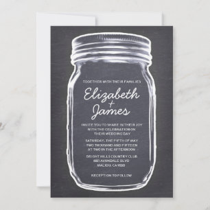 Black Blanc Vintage Mason Jar Invitations de maria