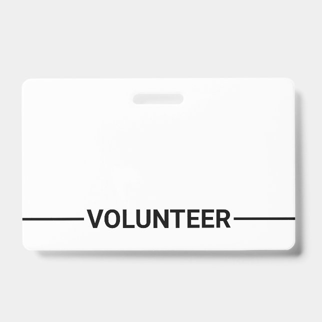 Black Blank Volunteer Abzeichen Ausweis (Vorderseite)