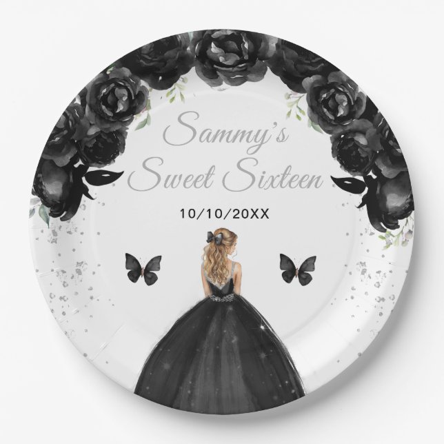 Black Blonde Hair Princess 16 . Geburtstag Pappteller (Vorderseite)