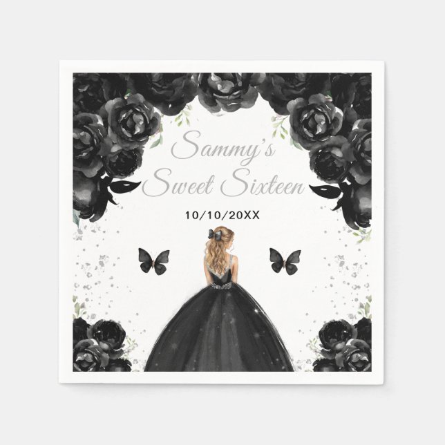 Black Blonde Hair Princess 16 . Geburtstag Serviette (Vorderseite)