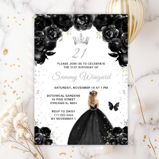 Black Blonde Hair Princess Birthday Party Einladung