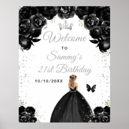 Black Blonde Hair Princess Geburtstag Willkommen Poster