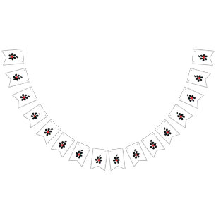 Black Blossom Art ・ Minimalistischer Roter Akzent Wimpelkette