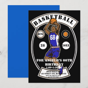 Black Blue Basketball Invitations de fête d'annive