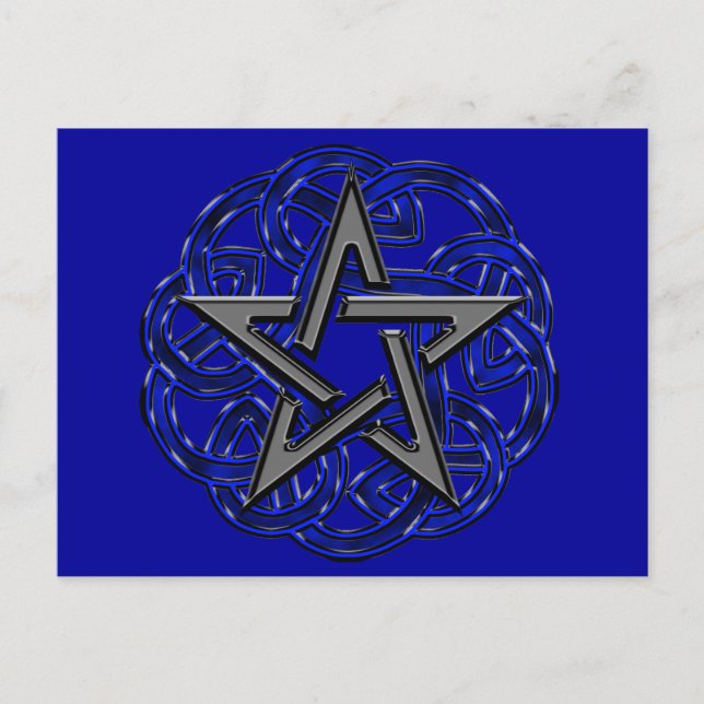 Black & Blue Celtic Pentagramm Postkarte (Vorderseite)
