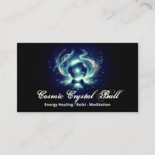 Black Blue Crystal Ball Energy Reiki Meditation Visitenkarte