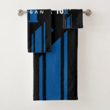 Black Blue Custom Monogram Racer Strip