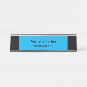 Black Blue Elegant Schlicht Minimalistisch Schreibtischnamensplakette