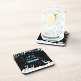 Black Blue Frohe Weihnachts-Getränkekarte Getränkeuntersetzer