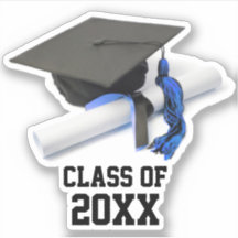 Black Blue Graduation Cap & Tassel-Klasse