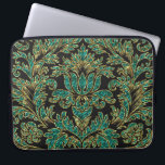 Black Blue Green & Gold Vintage Blütendamasken Laptopschutzhülle<br><div class="desc">Elegante Vintage Blumengestauke mit schwarzem Hintergrund und Vintagem Blumendach mit blau-grüner Glitzer-Textur und Touch von Gold.</div>