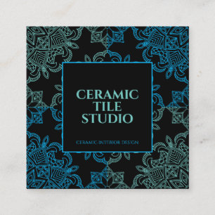 Black Blue Green Seamless Mosaik Quadratische Visitenkarte
