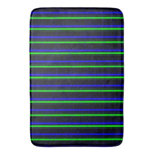 Black Blue Green Stripes Badematte