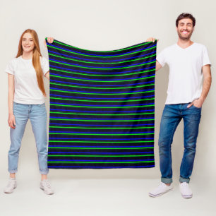 Black Blue Green Stripes Fleecedecke