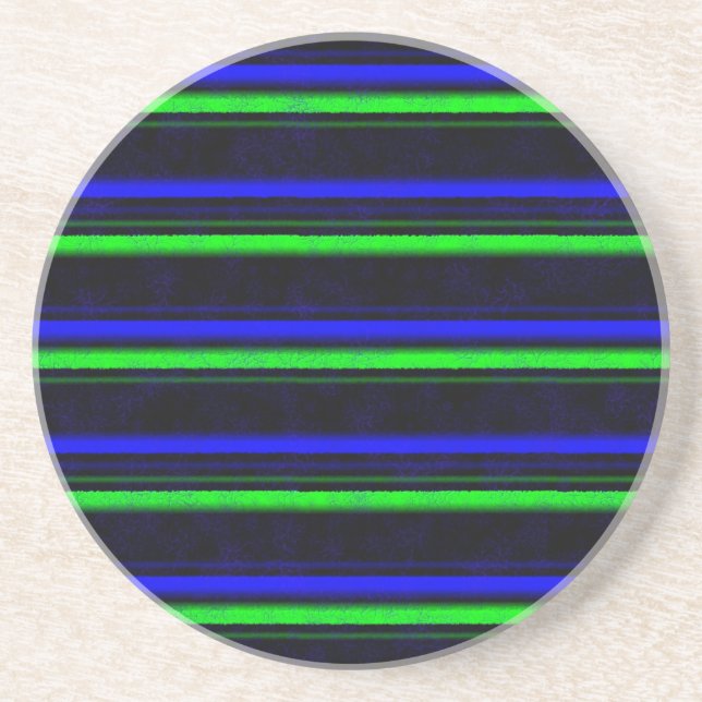 Black Blue Green Stripes Getränkeuntersetzer (Vorne)