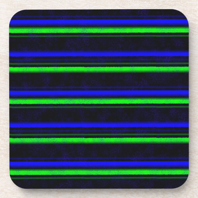 Black Blue Green Stripes Getränkeuntersetzer (Vorderseite)