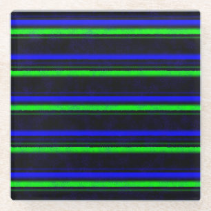 Black Blue Green Stripes Glasuntersetzer
