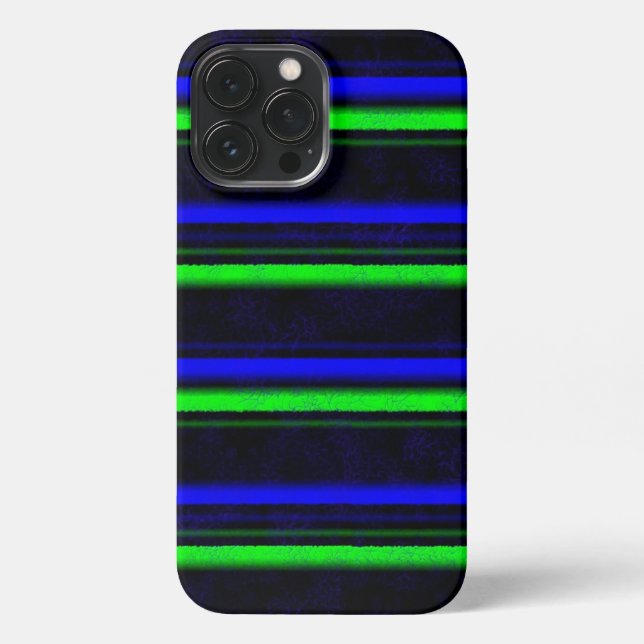 Black Blue Green Stripes iPhone 13 Pro Max Hülle (Rückseite)