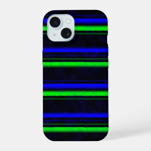 Black Blue Green Stripes iPhone 15 Hülle