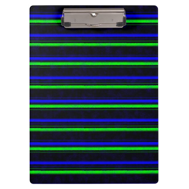 Black Blue Green Stripes Klemmbrett (Vorderseite)