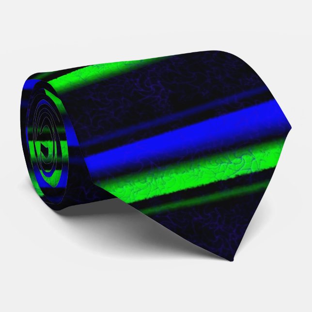 Black Blue Green Stripes Krawatte (Gerollt)