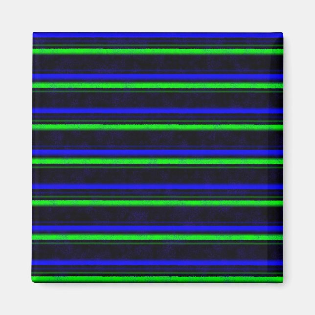 Black Blue Green Stripes Magnet (Vorne)