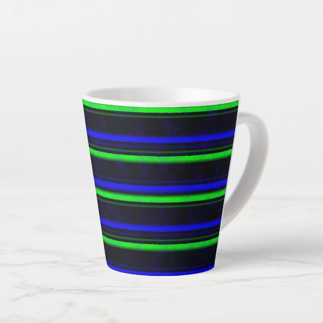 Black Blue Green Stripes Milchtasse (Rechte Ecke)