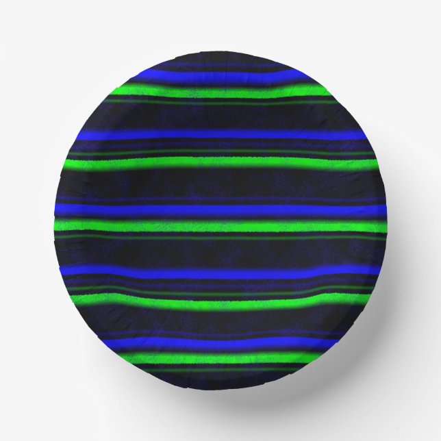 Black Blue Green Stripes Pappteller (Vorderseite)