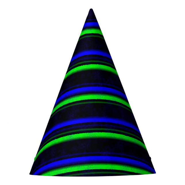 Black Blue Green Stripes Partyhütchen (Vorderseite)