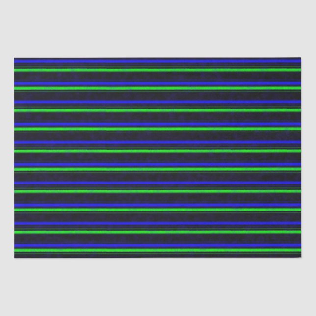 Black Blue Green Stripes Seidenpapier (Vorderseite)