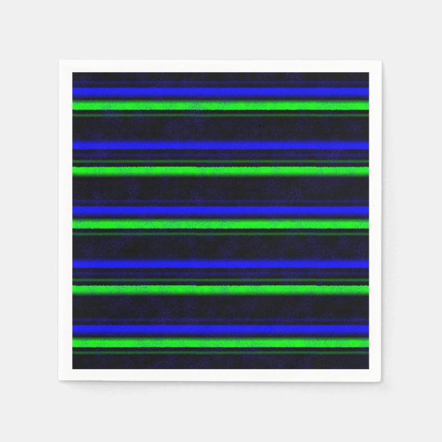 Black Blue Green Stripes Serviette (Vorderseite)
