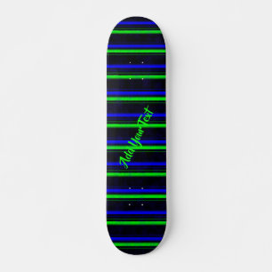 Black Blue Green Stripes Skateboard