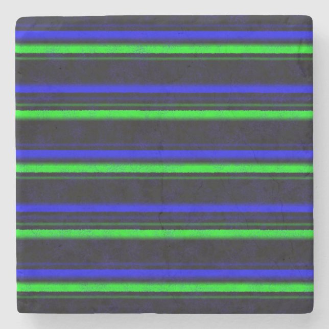 Black Blue Green Stripes Steinuntersetzer (Vorderseite)