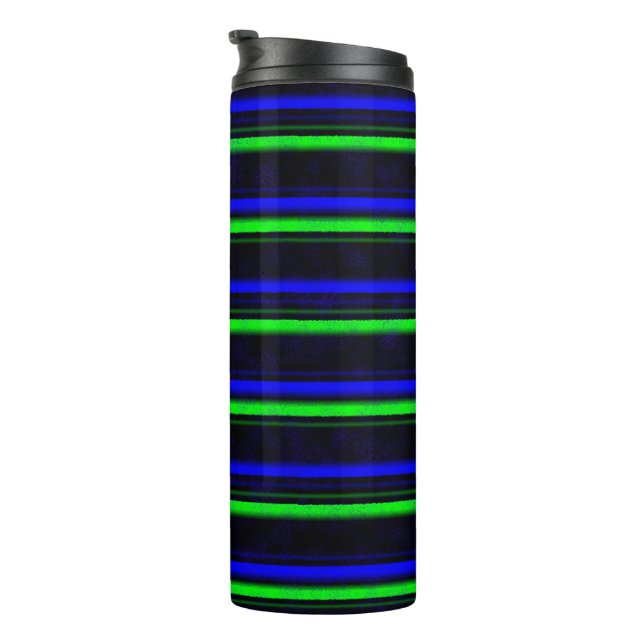 Black Blue Green Stripes Thermosbecher (Nach rechts gedreht)