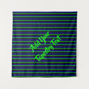 Black Blue Green Stripes Wandteppich