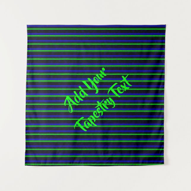 Black Blue Green Stripes Wandteppich (Vorderseite)