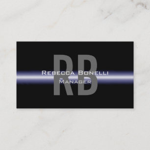 Black Blue Grey Monogram Manager Business Card Visitenkarte
