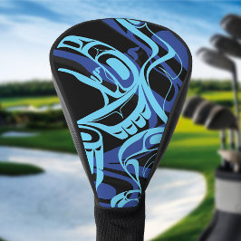 Black Blue Haida Eagle Thunder Bird Native Art Golf Headcover