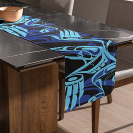 Black Blue Haida Eagle Thunder Bird Native Art Großer Tischläufer