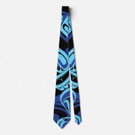 Black Blue Haida Eagle Thunder Bird Native Art Krawatte