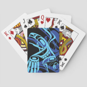 Black Blue Haida Eagle Thunder Bird Native Art Spielkarten