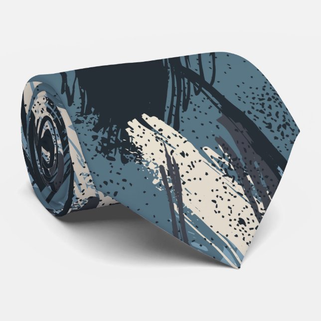 Black Blue Ivory Camouflage Neck Tie Krawatte (Gerollt)