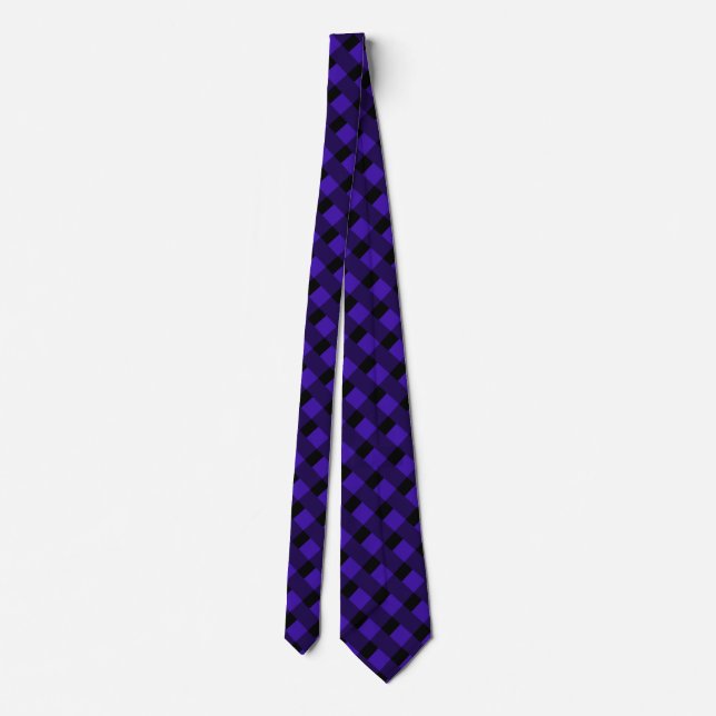 Black Blue Kariert Karo Neck Tie Krawatte (Rückseite)