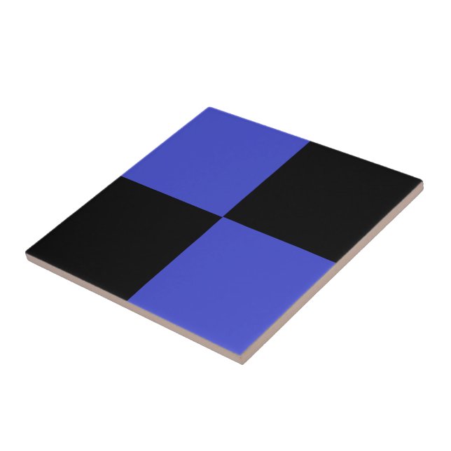 Black Blue Karo Keramic Tile Fliese (Seite)
