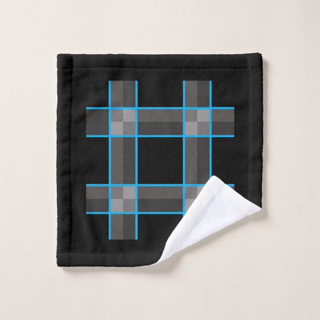 Black Blue Karo Wash Tuch (Waschlappen)
