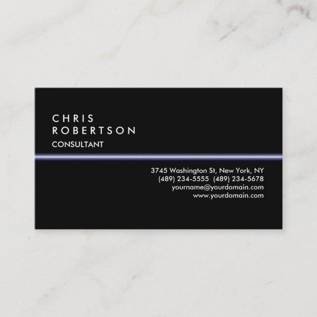 Black Blue Light Modern Creative Business Card Visitenkarte (Vorderseite)